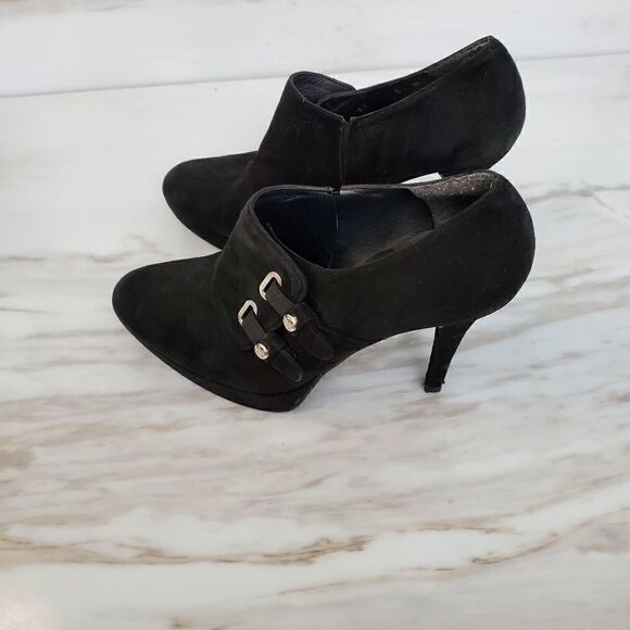 STUARR WEITZMAN WOMEN'S PLATFORM BOOTIES SIZE 6M BLACK 4" HEEL - Picture 4 of 9